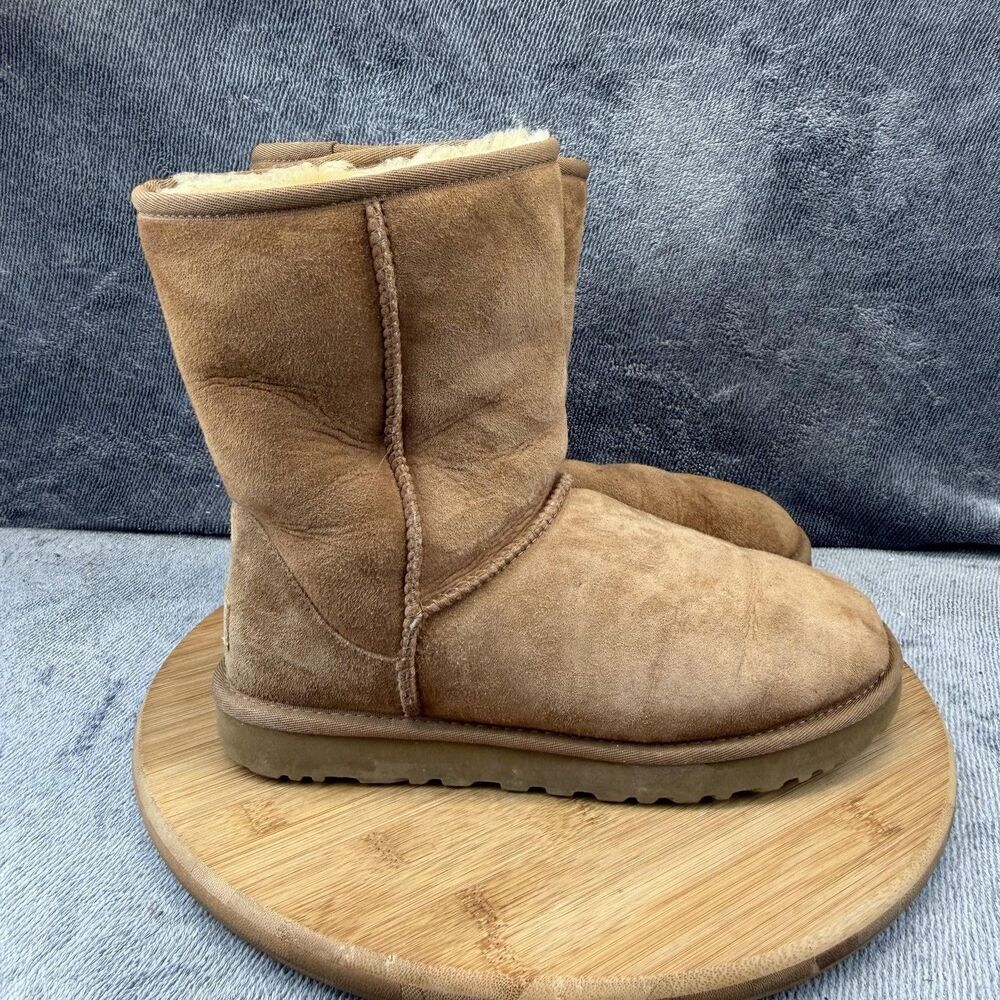 UGG Boots Womens Size 8 Brown Suede Shearling Mid Calf Winter Snow 1016223